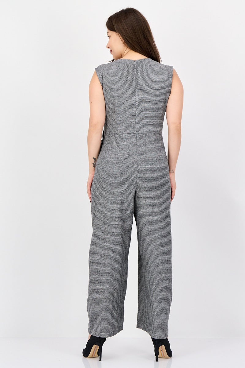 Great Plains Women Textured Sleeveless Jumpsuit, Grey - Image 2